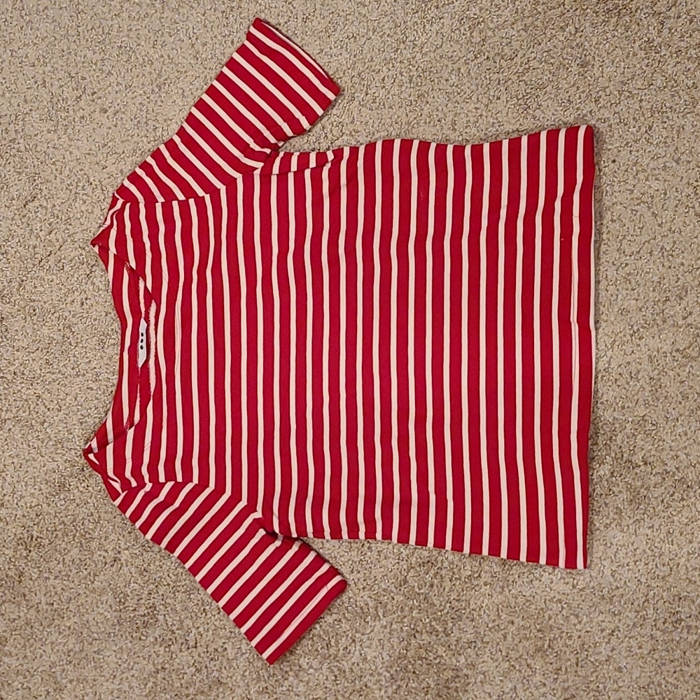 NEW - 3 Dots Red and White Stripe Knit Top